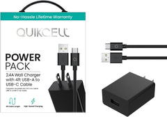 QUIKCELL Power Pack - 2.4A Wall Charger Includes 4ft USB-A to USB-C Cable - AG Deals