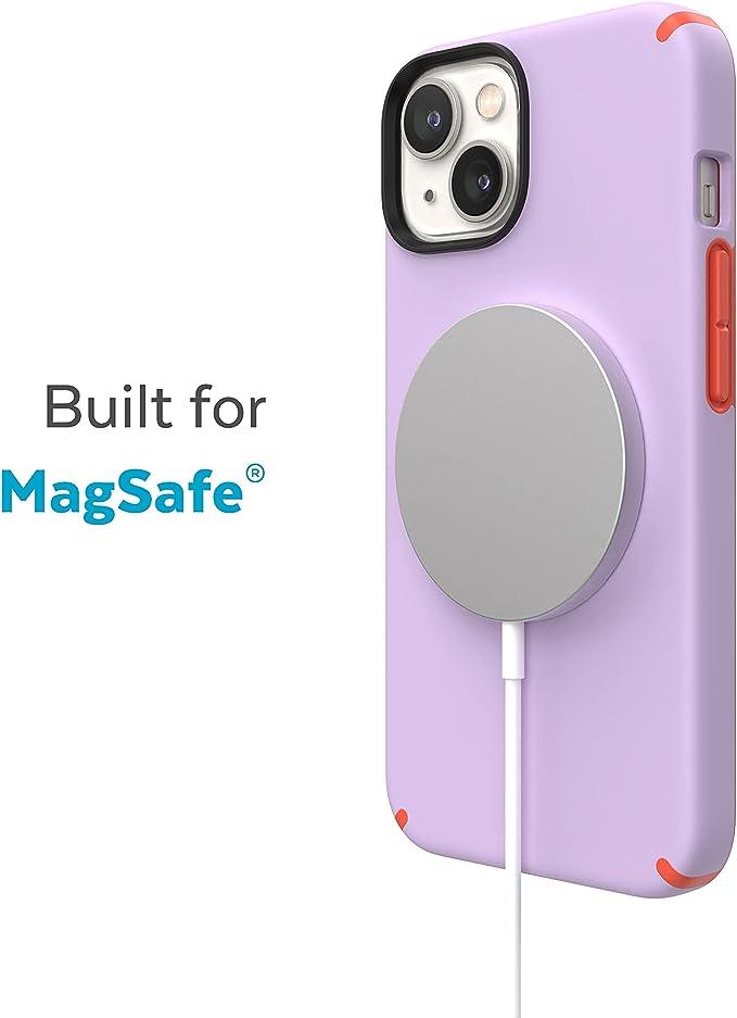 Speck iPhone 13 & 14 Case - Drop Protection, Scratch Resistant, Built for MagSafe Phone Case with Soft Touch Coating - 6.1" Model, Dual Layer Case - Spring Purple/Energy Red CandyShell Pro& - AG Deals