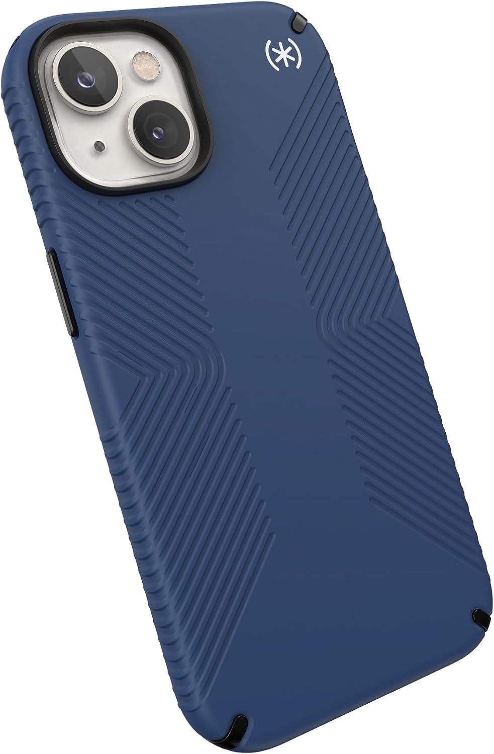 Speck iPhone 13 & 14Case - Drop Protection, Scratch Resistant, Dual Layer Slim Phone Case for 6.1 Inch iPhones 14 - Built for MagSafe - Presidio2 Grip - Coastal Blue/Black/White - AG Deals