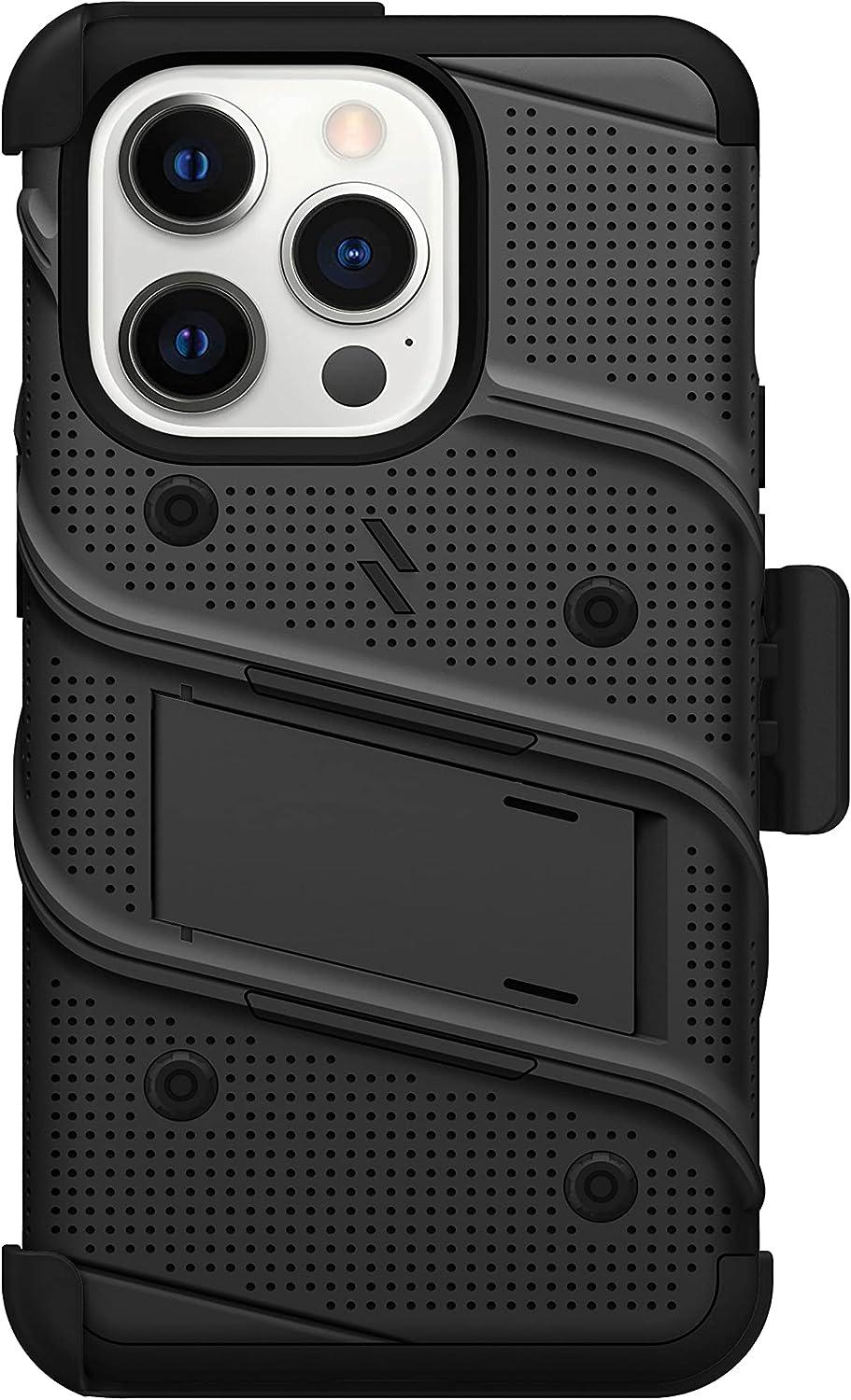 ZIZO Bolt Bundle for iPhone 14 Pro Max (6.7) Case with Screen Protector Kickstand Holster Lanyard - Black - AG Deals