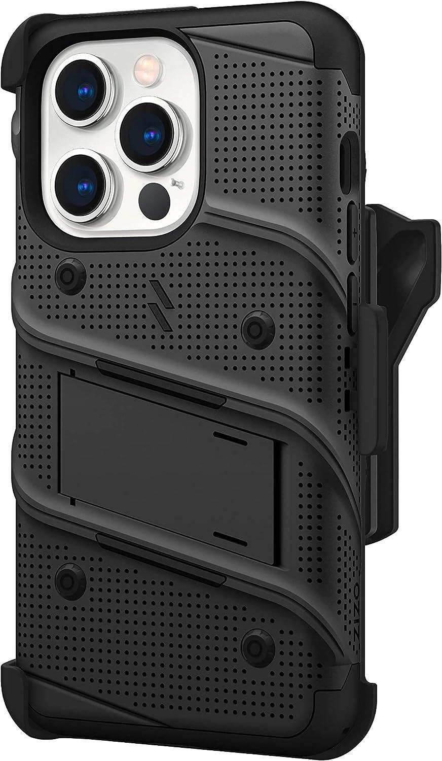 ZIZO Bolt Bundle for iPhone 14 Pro (6.1) Case with Screen Protector Kickstand Holster Lanyard - Black - AG Deals