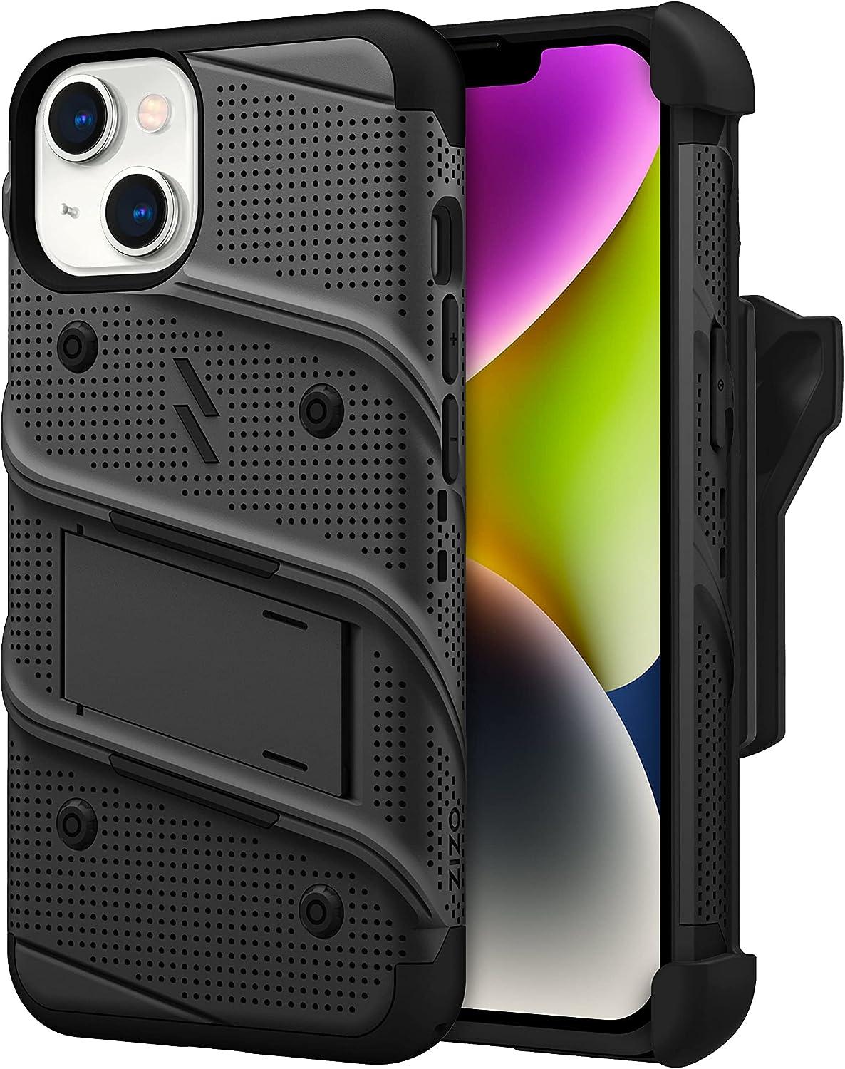 ZIZO Bolt Bundle for iPhone 14 (6.1) Case with Screen Protector Kickstand Holster Lanyard - AG Deals