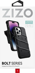 ZIZO Bolt Bundle for iPhone 14 Pro Max (6.7) Case with Screen Protector Kickstand Holster Lanyard - Black - AG Deals