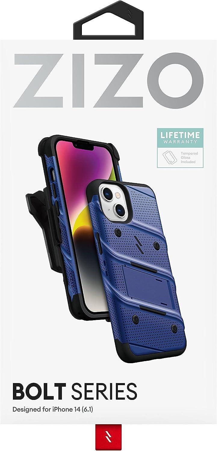 ZIZO Bolt Bundle for iPhone 14 (6.1) Case with Screen Protector Kickstand Holster Lanyard - AG Deals